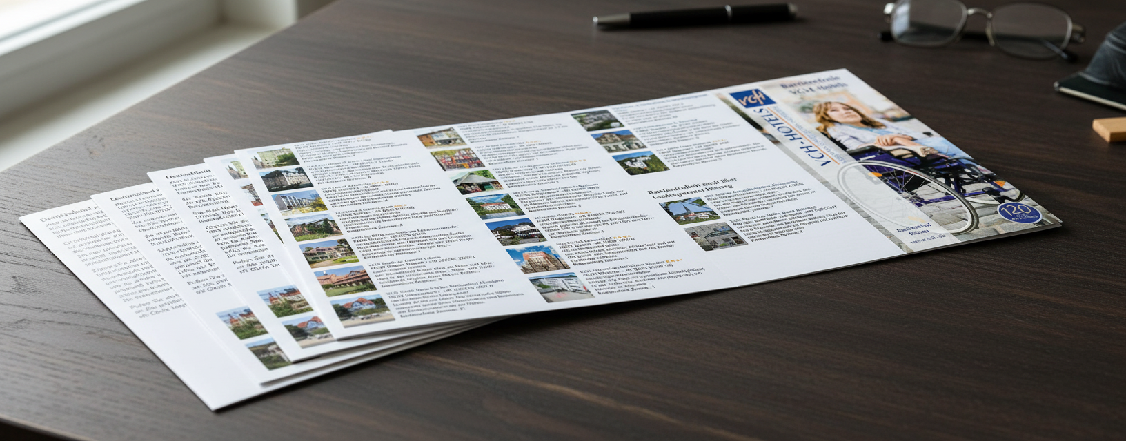Barrierefrei Reisen Flyer für VCH Hotels Deutschland von Werbeagentur 2G Media & Marketing in Glonn Kreis Ebersberg