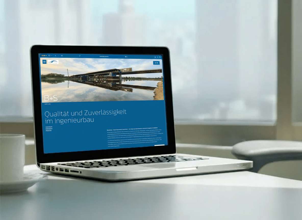 Auf dem Bildschirm eines Laptops ist die von 2G Media & Marketing GmbH in Glonn gestaltete neue Homepage von Büchting + Streit zu sehen